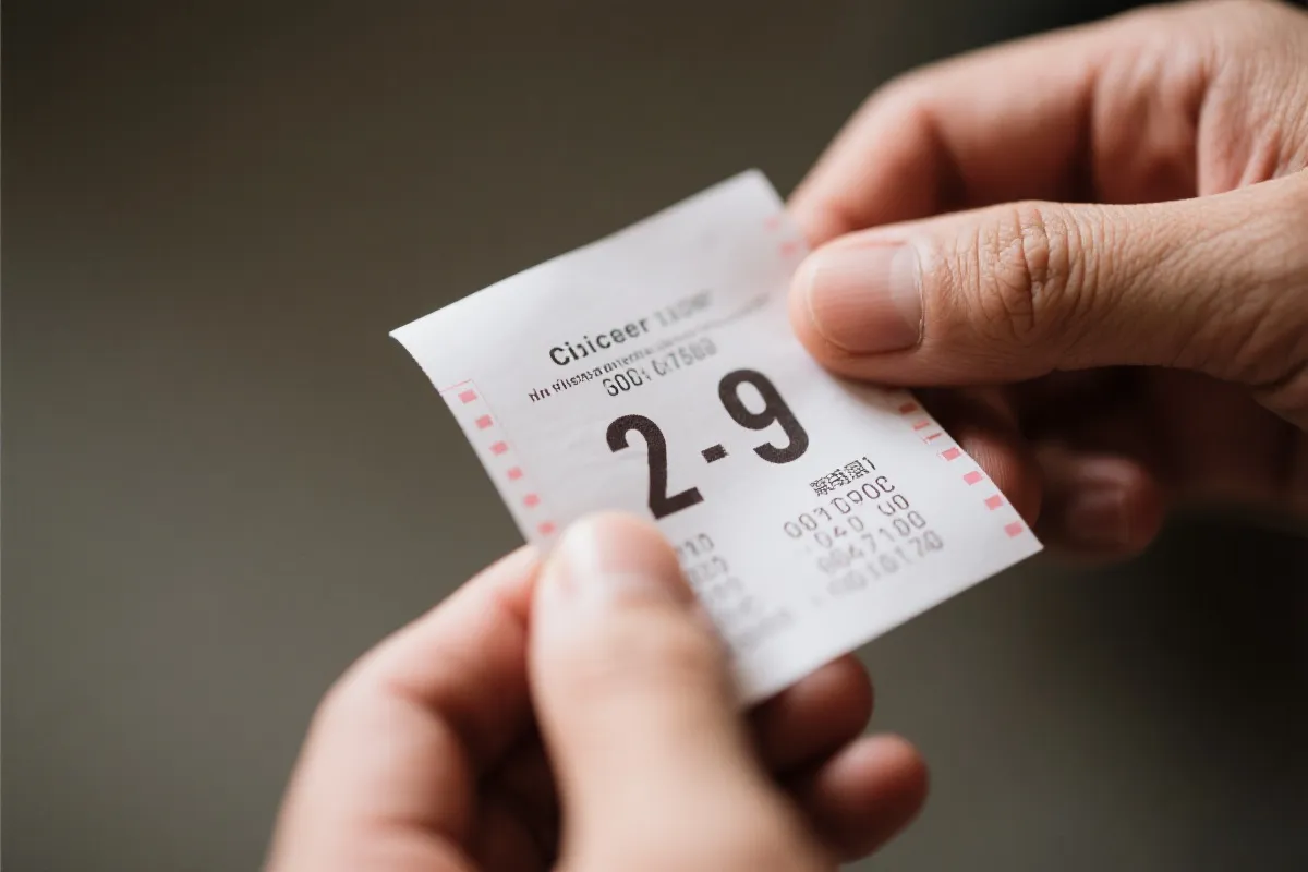手持彩票核对号码的细节瞬间，专注与喜悦并存